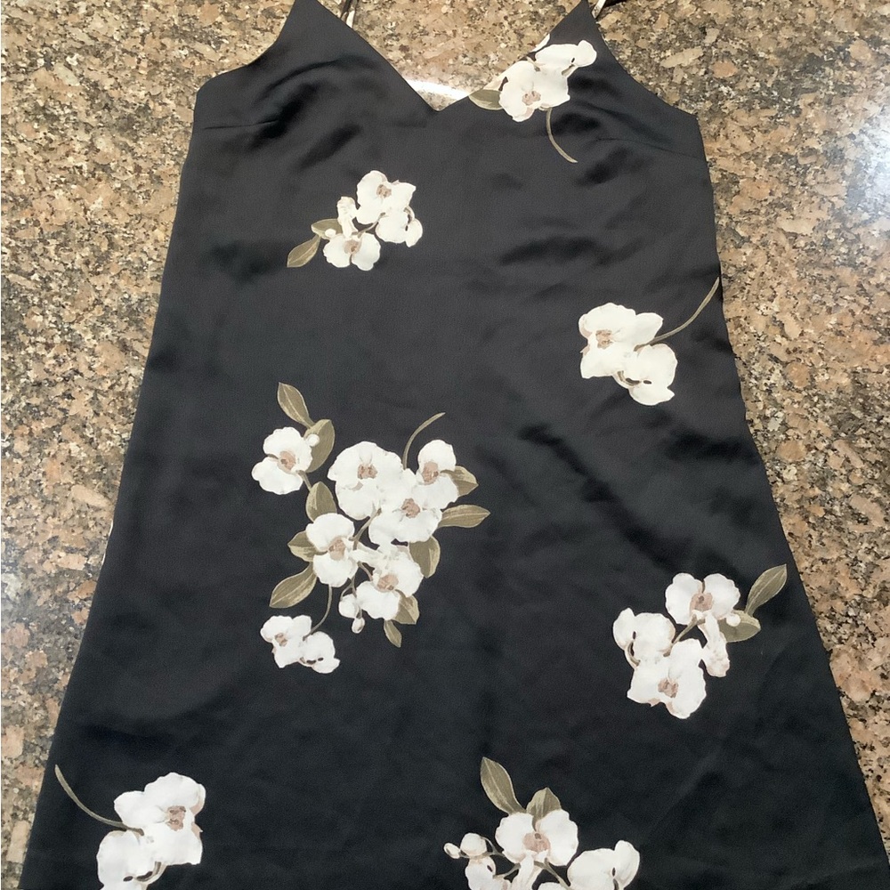 Floral Black Slip Dress